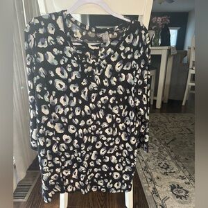 Honeyme Black and White Leopard Print Tunic